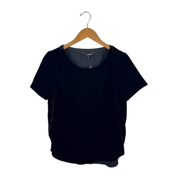 NWT Banana Republic Black Velvet High Low Tee - Picture 1 of 5